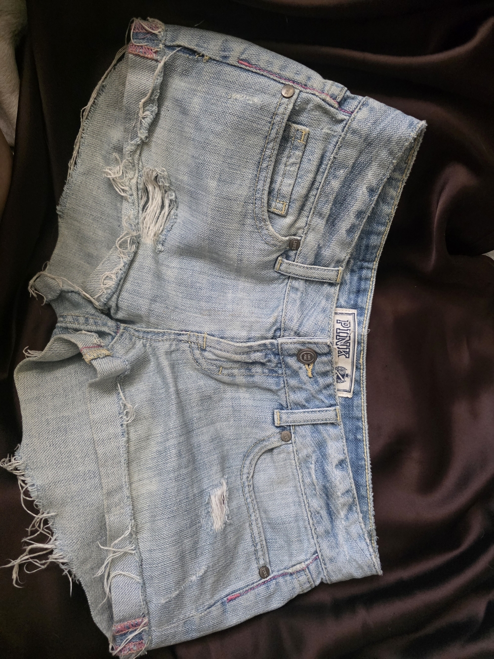 PINK Victoria's Secret Light Wash Distressed Denim Shorts - Women